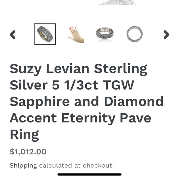 New Suzy Levian Sterling Silver Pave Blue Sapphire & White Sapphire Stones Ring - Picture 5 of 6